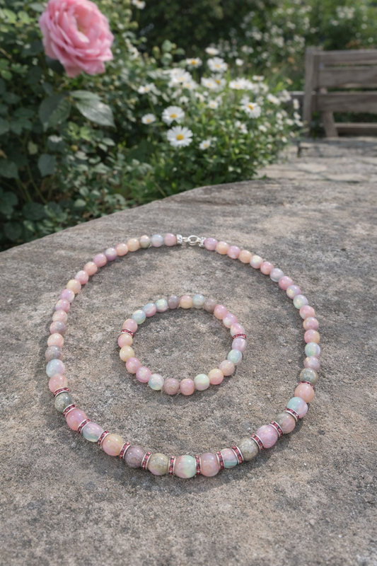 ✨️Zartes handgefertigtes Schmuckset in Pastellfarben❤️