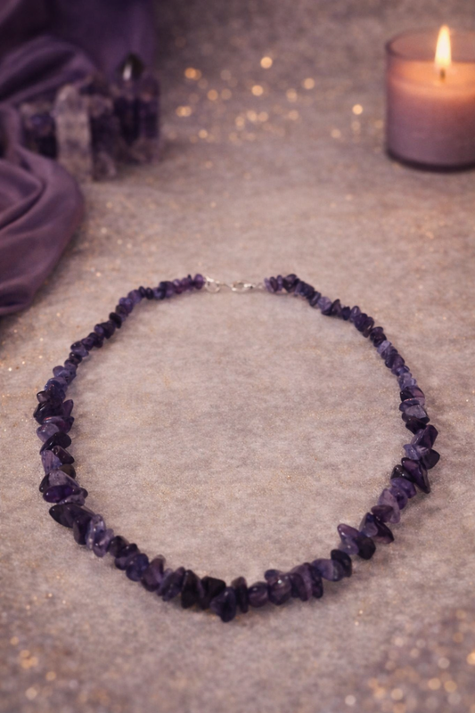 ✨️Elegante Halskette mit violetten Steinperlen Verleihen.