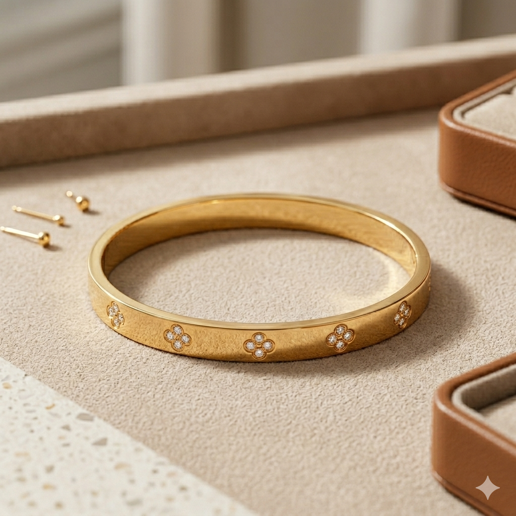 Elegantes Armband in goldener Optik mit schlichtem, modernem Design.