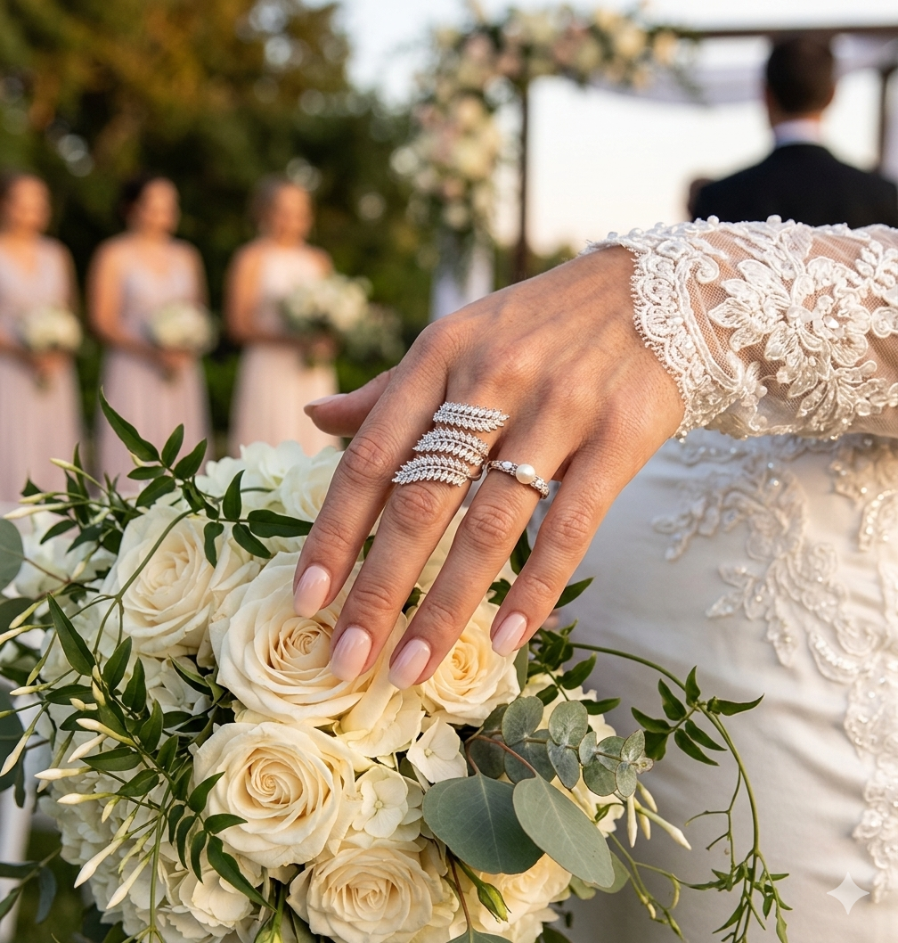Eleganter Blatt-Ring mit Zirkonia-Kristallen ✨