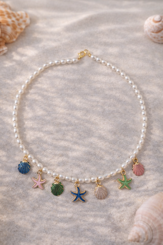 ✨️Handgefertigte Perlenkette im Meeresstil Elegante .