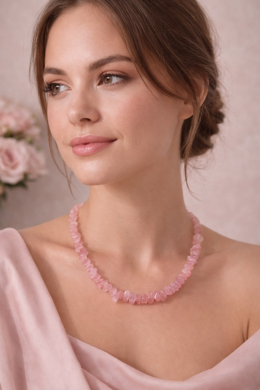 ✨️Elegante Halskette mit rosa Steinperlen Verleihen.