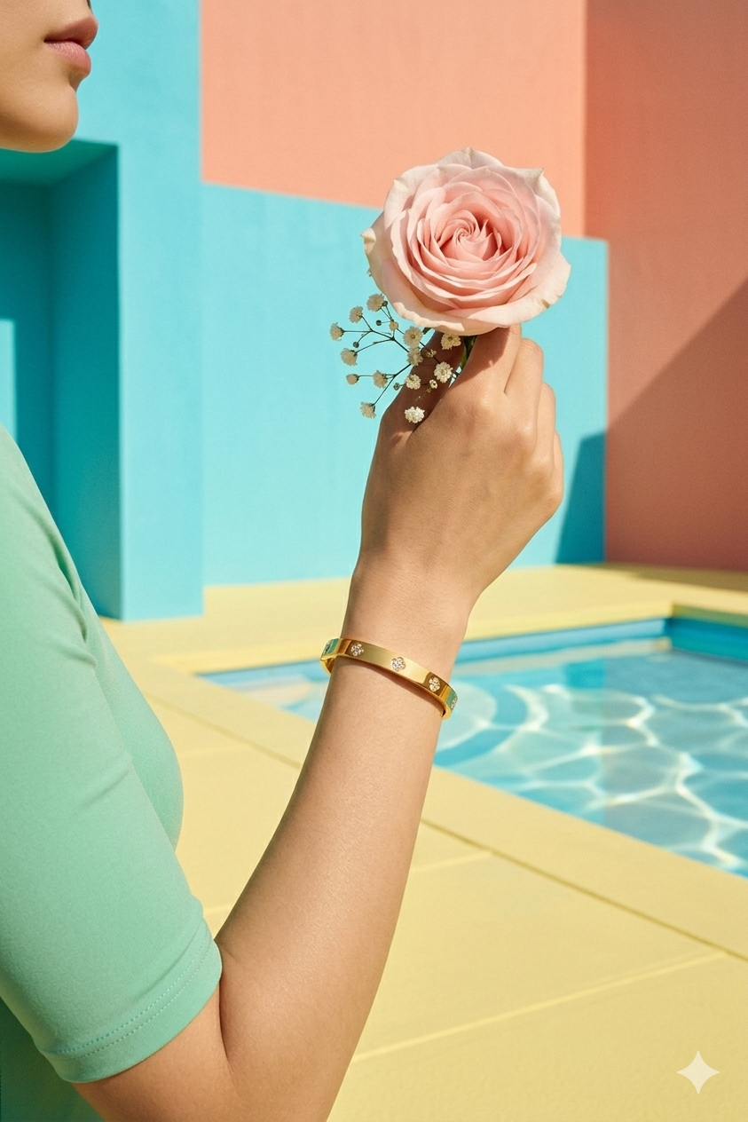 Elegantes Armband in goldener Optik mit schlichtem, modernem Design.